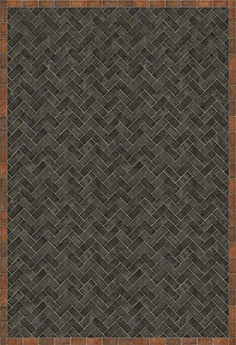 Williamsburg Brick Herringbone "The Powder Horn" Vinyl Floorcloth - Spicher & Co.