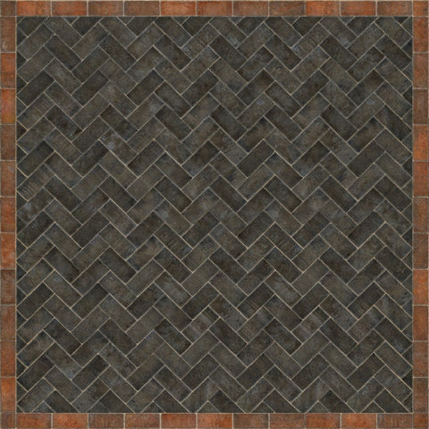 Williamsburg Brick Herringbone "The Powder Horn" Vinyl Floorcloth - Spicher & Co.