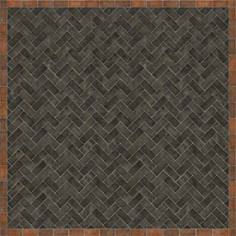 Williamsburg Brick Herringbone "The Powder Horn" Vinyl Floorcloth - Spicher & Co.