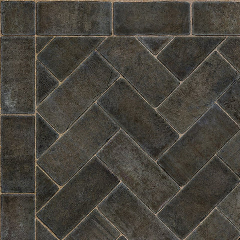 Williamsburg Brick Herringbone "Blacksmith's Hammer" Vinyl Floorcloth - Spicher & Co.