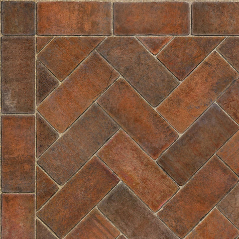 Williamsburg Brick Herringbone "Trip To Market Square" Vinyl Floorcloth - Spicher & Co.