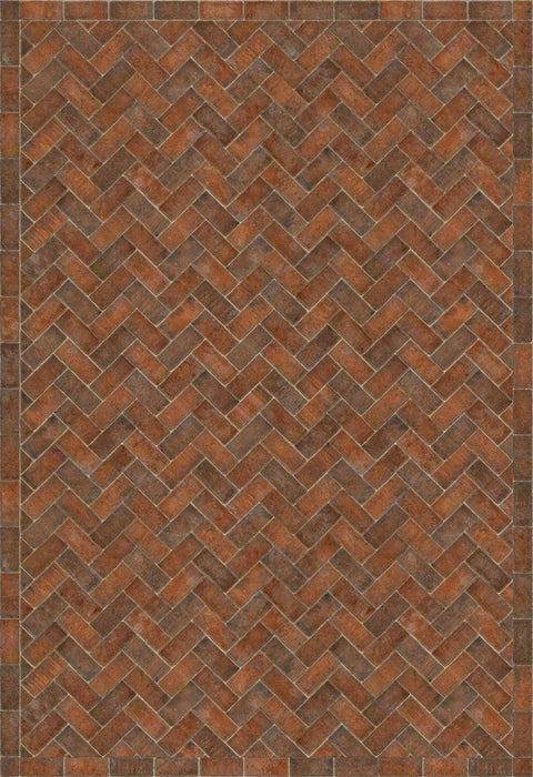 Williamsburg Brick Herringbone "Trip To Market Square" Vinyl Floorcloth - Spicher & Co.