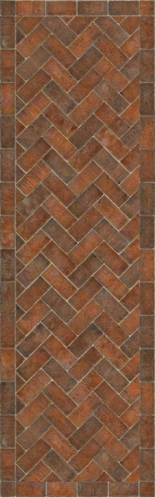 Williamsburg Brick Herringbone "Trip To Market Square" Vinyl Floorcloth - Spicher & Co.