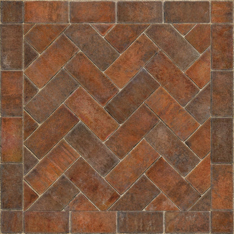 Williamsburg Brick Herringbone "Trip To Market Square" Vinyl Floorcloth - Spicher & Co.