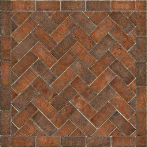 Williamsburg Brick Herringbone "Trip To Market Square" Vinyl Floorcloth - Spicher & Co.