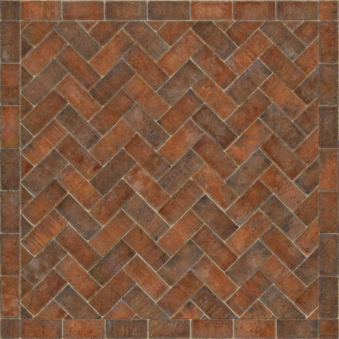 Williamsburg Brick Herringbone "Trip To Market Square" Vinyl Floorcloth - Spicher & Co.