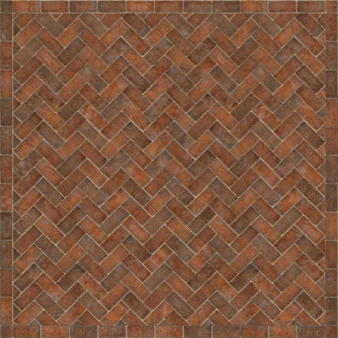 Williamsburg Brick Herringbone "Trip To Market Square" Vinyl Floorcloth - Spicher & Co.