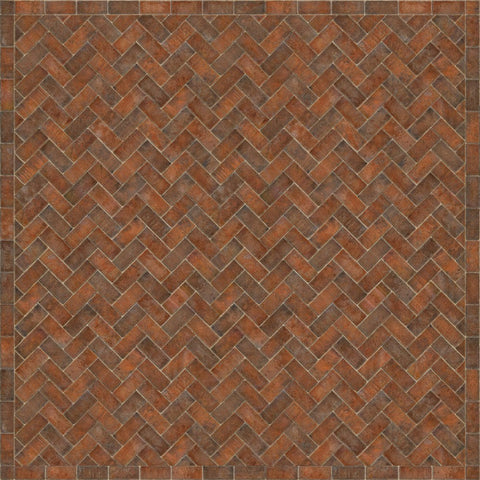 Williamsburg Brick Herringbone "Trip To Market Square" Vinyl Floorcloth - Spicher & Co.