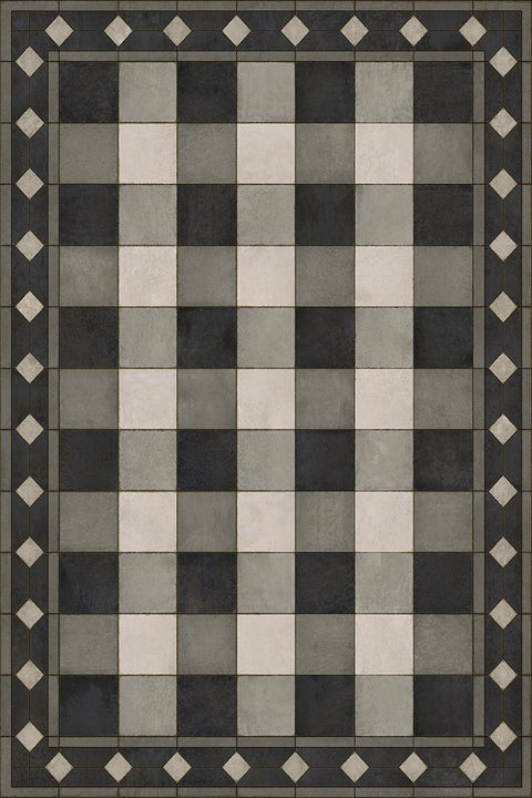 Williamsburg "Gingham Tile - Black" Vinyl Floorcloth - Spicher & Co.