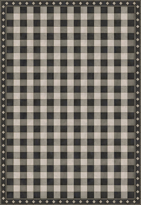 Williamsburg "Gingham Tile - Black" Vinyl Floorcloth - Spicher & Co.