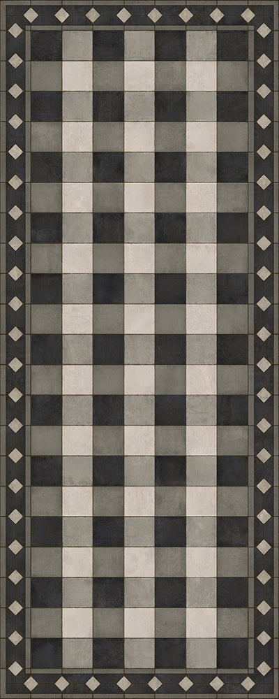 Williamsburg "Gingham Tile - Black" Vinyl Floorcloth - Spicher & Co.