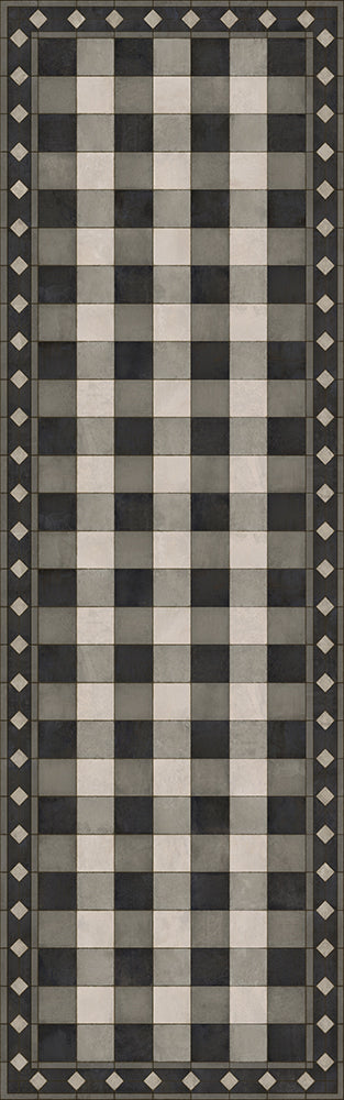 Williamsburg "Gingham Tile - Black" Vinyl Floorcloth - Spicher & Co.