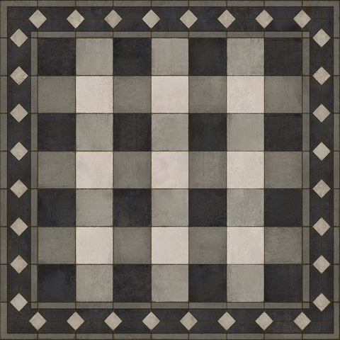 Williamsburg "Gingham Tile - Black" Vinyl Floorcloth - Spicher & Co.