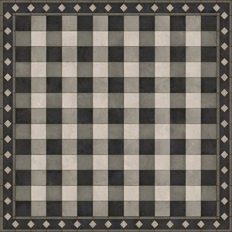 Williamsburg "Gingham Tile - Black" Vinyl Floorcloth - Spicher & Co.