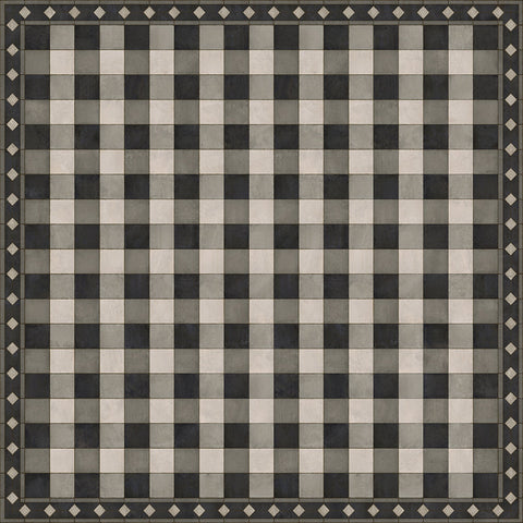 Williamsburg "Gingham Tile - Black" Vinyl Floorcloth - Spicher & Co.