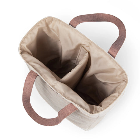 2 Bottle Insulated Wine Cooler Tote Bag - Beige + Brown