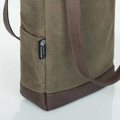 2 Bottle Insulated Wine Cooler Tote Bag - Khaki Green + Beige