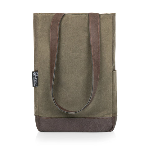 2 Bottle Insulated Wine Cooler Tote Bag - Khaki Green + Beige