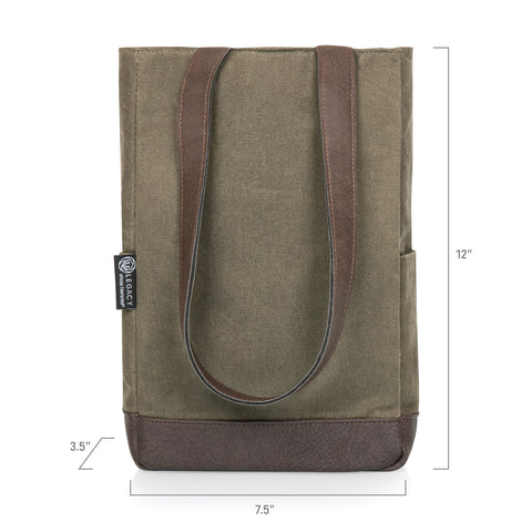 2 Bottle Insulated Wine Cooler Tote Bag - Khaki Green + Beige