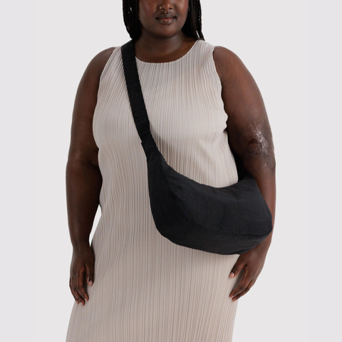 Medium Nylon Crescent Bag, Black - BAGGU