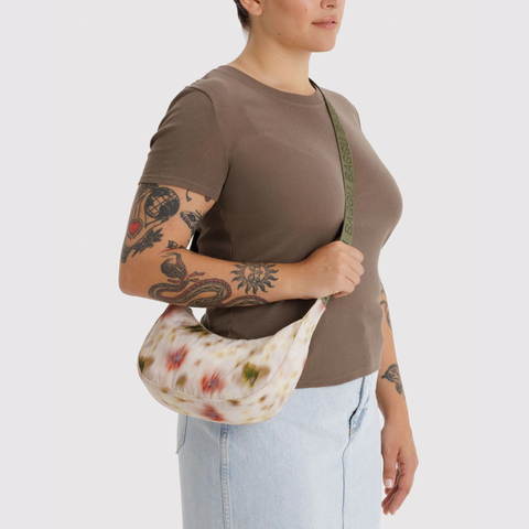 Small Nylon Crescent Bag, Abstract Floral - BAGGU