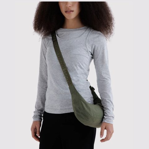 Small Nylon Crescent Bag, Caper - BAGGU