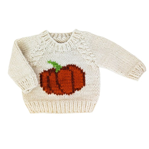 Pumpkin Crew Neck Sweater, 6-12M, Cream