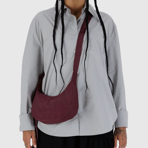 Small Nylon Crescent Bag, Mahogany - BAGGU