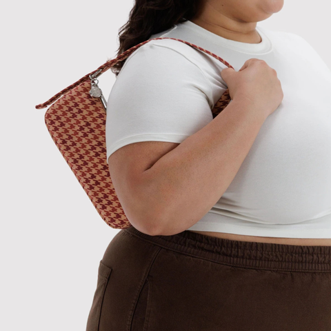 Nylon Pochette, Tan Houndstooth