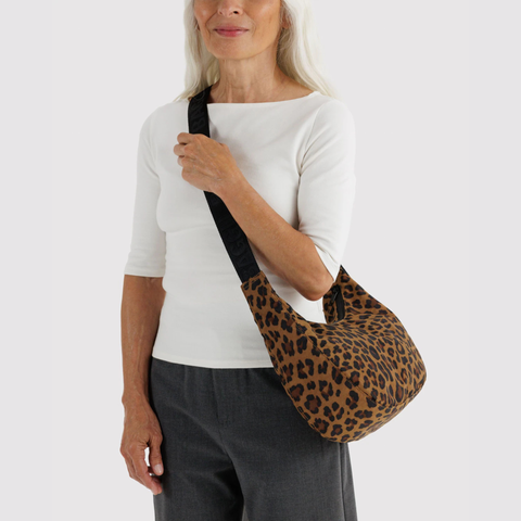 Medium Nylon Crescent Bag, Leopard - BAGGU
