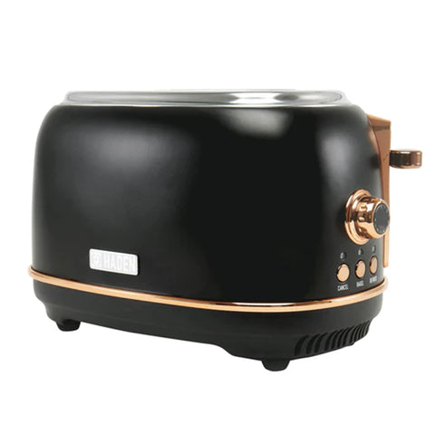 Haden Heritage 2 Slice Wide Slot Stainless Steel Toaster, Black & Copper