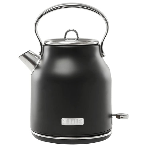 Haden Heritage 1.7 Liter Stainless Steel Electric Water Kettle, Black & Chrome