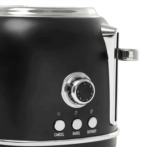 Haden Heritage 2 Slice Wide Slot Stainless Steel Toaster, Black & Chrome