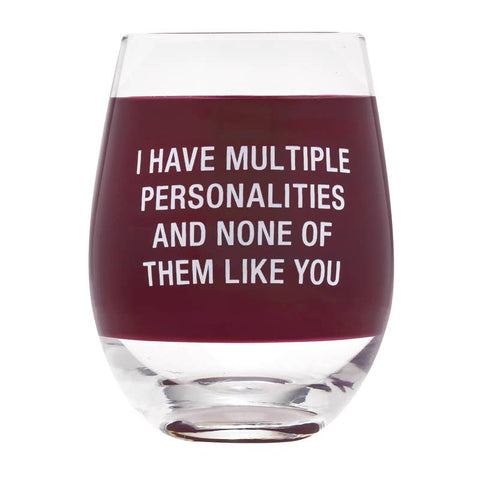 Multiple Personalities Wine Glass