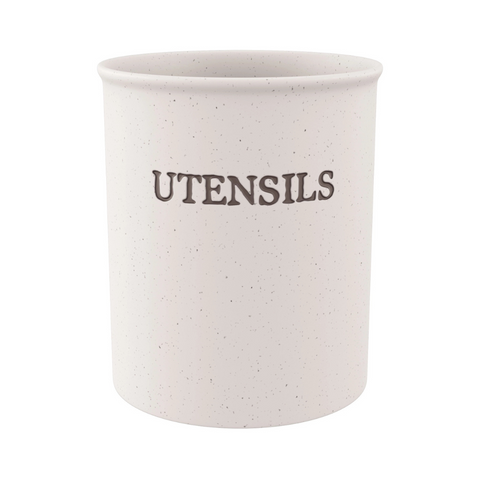 Ceramic Utensil Holder, Oatmeal