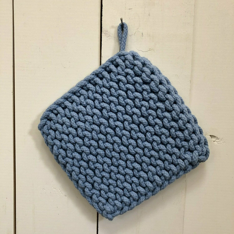 Taste of Belleville Cotton Crocheted Potholder, Blue