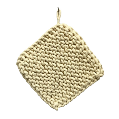 Taste of Belleville Cotton Crocheted Potholder, Cream
