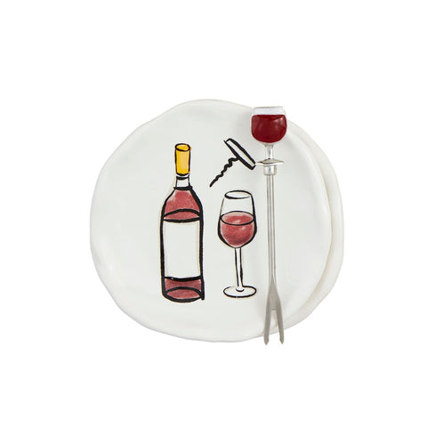 Wine Tapas Plate + Fork Set