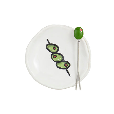 Olive Tapas Plate + Fork Set