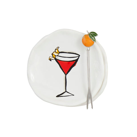 Martini Tapas Plate + Fork Set