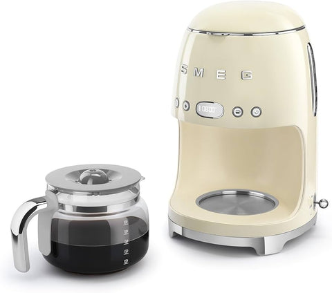 SMEG Retro Style 10-Cup Drip Coffee Machine with Filter, Cream