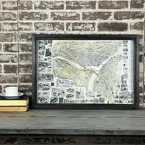 Easton Framed Map Circa 1900, Brown Frame, 17.5" x 28" - Second Chance Art