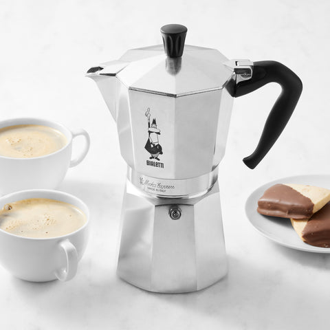 Bialetti Iconic Moka Pot Italian Coffee & Stovetop Espresso Maker, Silver, 9 Cups