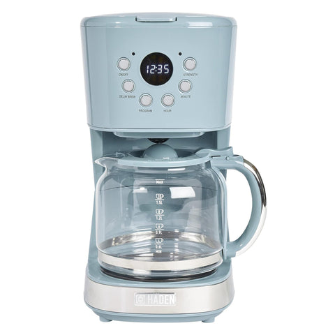 Haden Brighton 12 Cup Programmable Coffee Maker, Sky Blue & Chrome