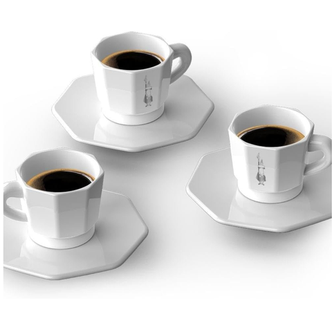 Bialetti Espresso Cups & Saucers, Set of 4, White