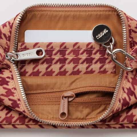 Nylon Pochette, Tan Houndstooth