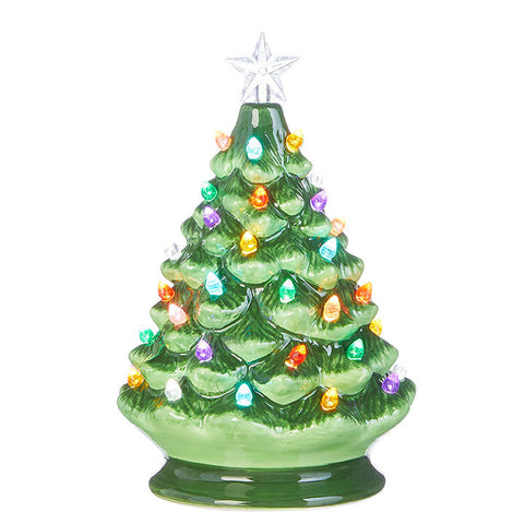 Vintage Style Ceramic Light-up Christmas Tree 8", Green