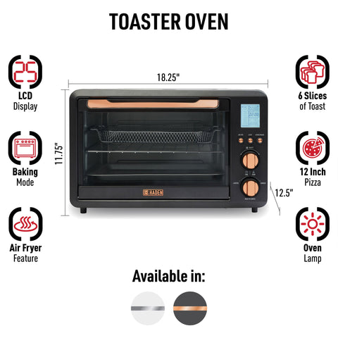 Haden Countertop 6 Slice Toaster Oven Air Fryer Combo for Kitchen, Black/Copper