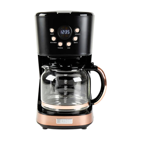 Haden Dorset 2 Slice Wide Slot Toaster & 12 Cup Coffee Maker, Black & Copper