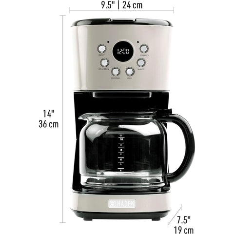 Haden 12 Cup Coffee Maker & Dorset 1.7L Electric Water Kettle, Putty & Chrome